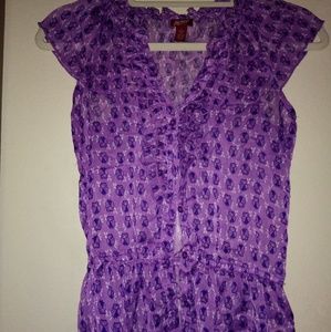 Purple Ruffle Bottom Blouse